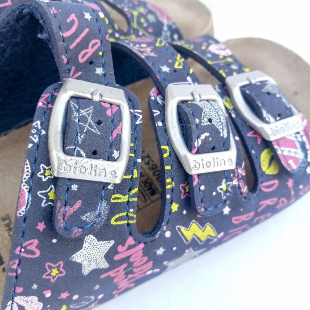Bioline Sandals Triple Strap Slide On Sandals-Size 34/US 3-Leather-Adjustable - Picture 6 of 10